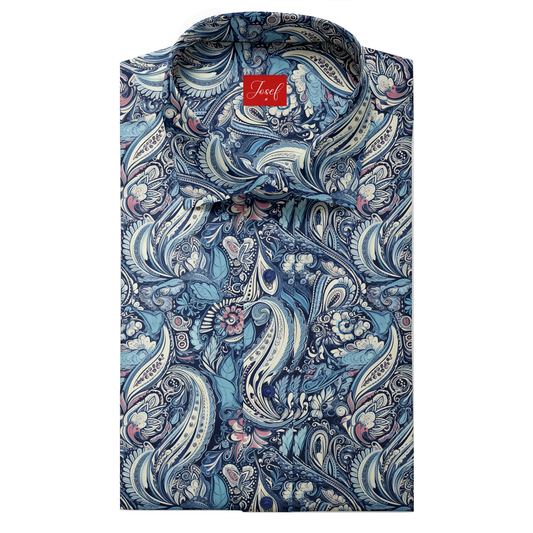 JOSEF PAISLEY PRINTED SHIRT BLUE