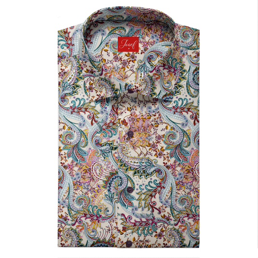 JOSEF PAISLEY PRINTED SHIRT WHITE